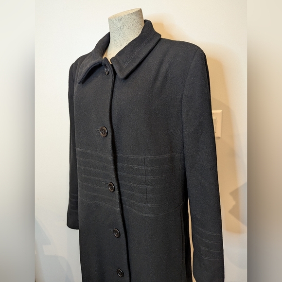 SEQUENCE Women's Black Wool Embroidery Trim Full Length Winter Coat Sz 12/14 - Picture 5 of 9